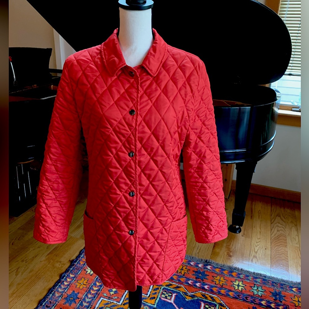 Burberry Women’s Red Quilted Jacket- Size 6